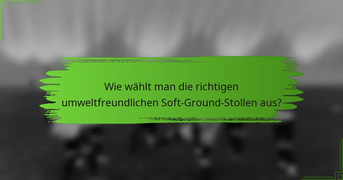Wie wählt man die richtigen umweltfreundlichen Soft-Ground-Stollen aus?